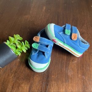 See Kai Run Blue,Green & Orange Adjustable Strap Sneakers Size 4